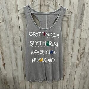 Harry Potter Houses Tank Top Gray Racerback Womens Size Small